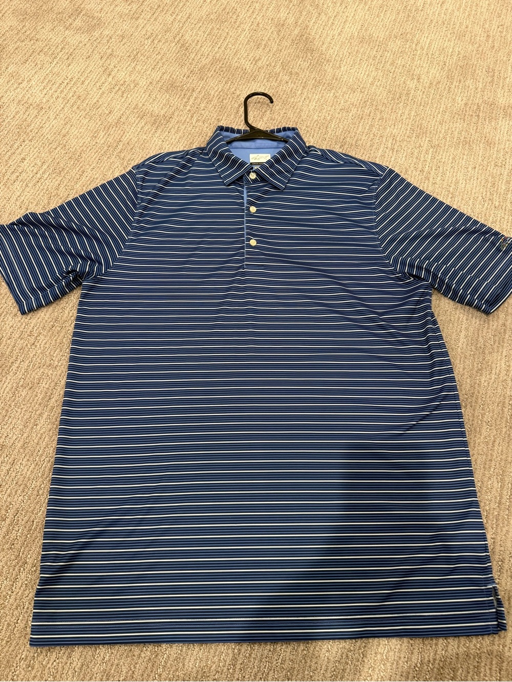 NWOT - Greg Norman Play Dry Men's Navy Striped Polo Shirt